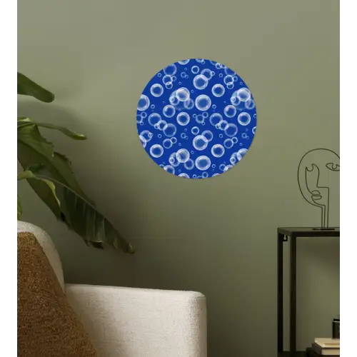 Bubbels - Patroon - Blauw Wandcirkel behangsticker klein -sfeer2