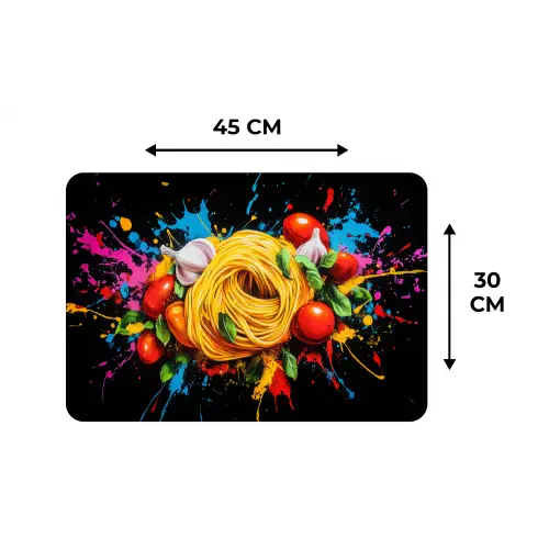 Spaghetti - Graffiti - Verf - Kleurrijk - Eten - Modern Placemat vinyl groot -specs