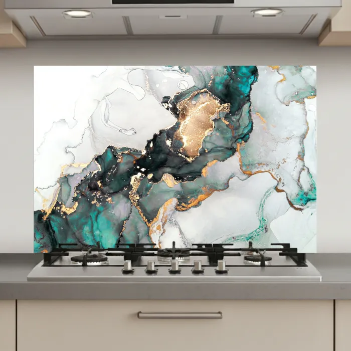 Blauw - Marmer - Goud keuken achterwand spatscherm klein -3d_website