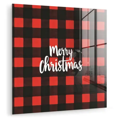 Geruit - Rood - Tekst - Christmas plexiglas 5mm klein -zzzproduct_nieuw