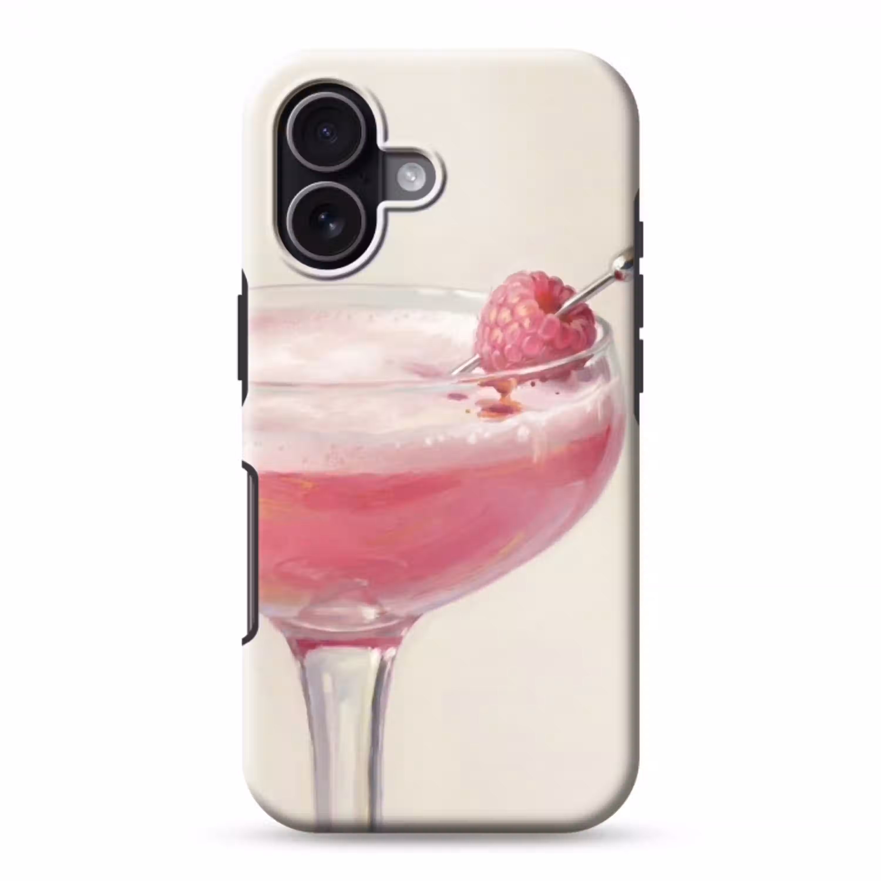 Cocktail - Framboos - Drank - Modern - Roze Toughcase MagSafe Apple iPhone 17 klein -3d