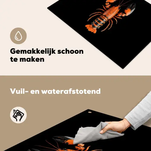 Kreeft - Oranje - Zwart - Modern Inductie beschemer met haakjes klein -ky-schoon-nl