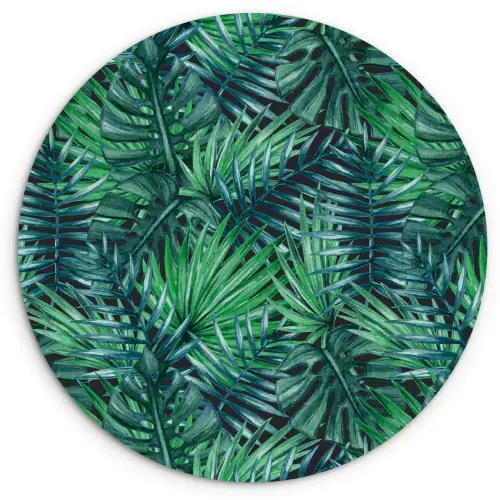 Blauw - Palmbladeren - Afsnijding Wandcirkel kunststof plaat 5mm dik klein 188 -3d