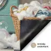 Retro - Blauw - Vrouw Deurmat klein -antislip_NL