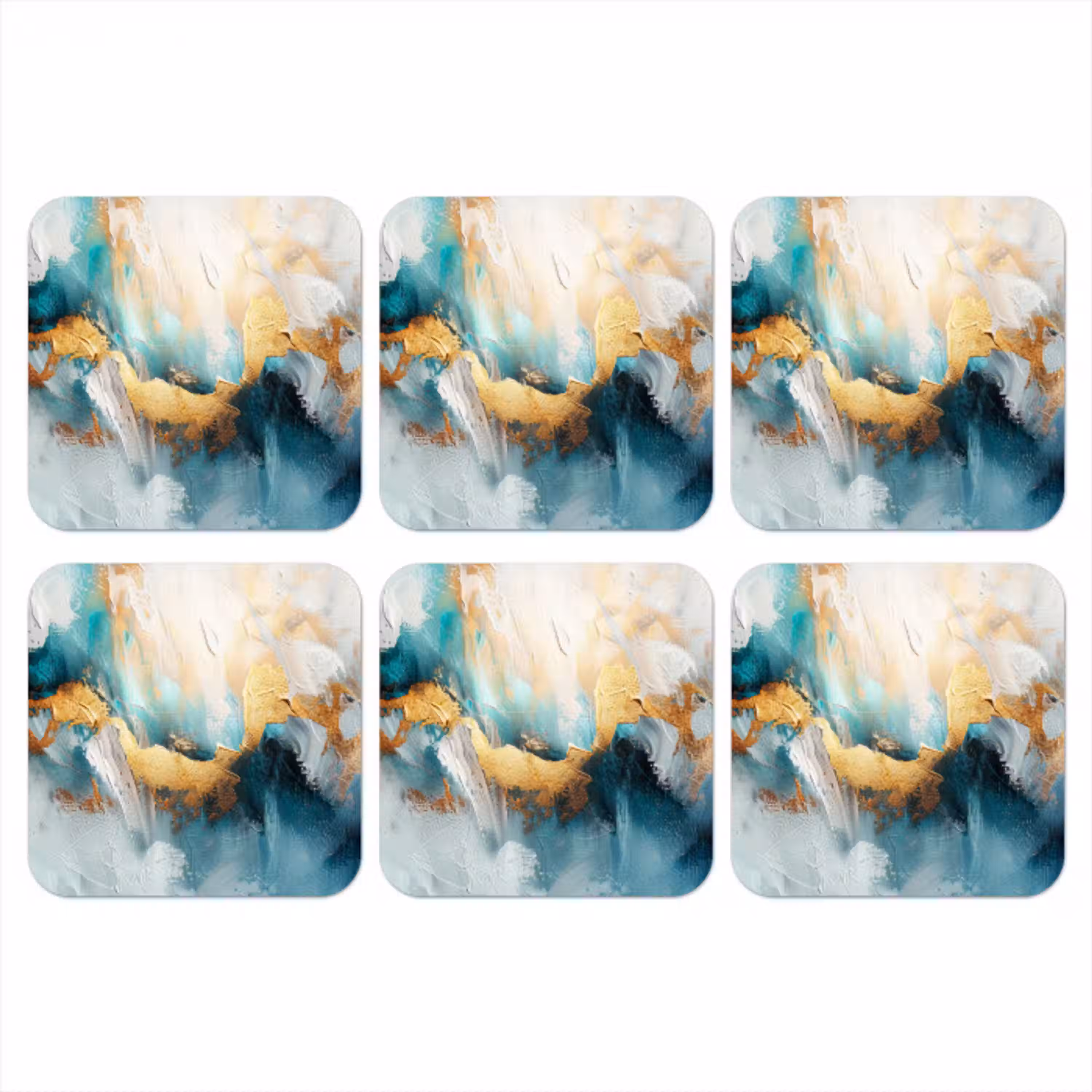 Abstract - Kunst - Gold - Blauw onderzetter kurk middel -3d