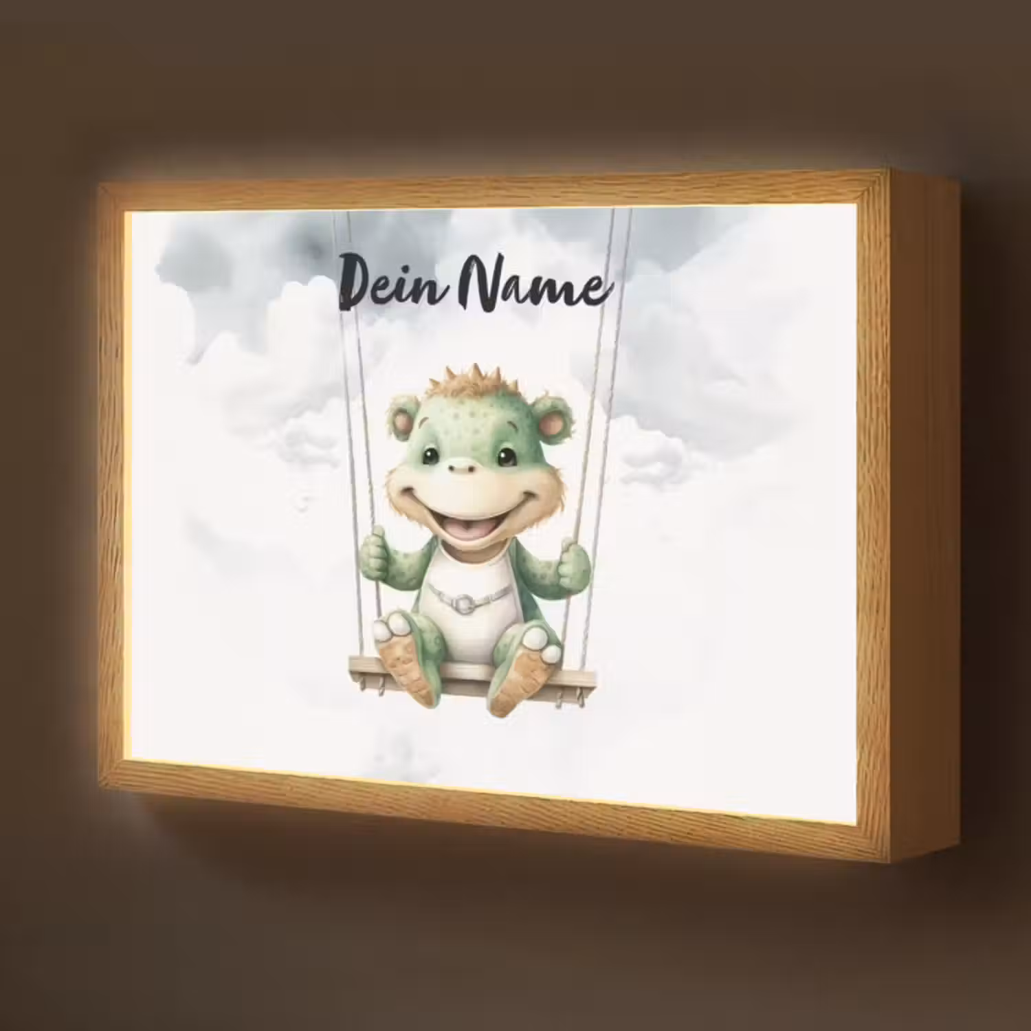 Lightbox - Wandlampe Kinderzimmer mit Namen - Dino - Tierbaby - Kinder