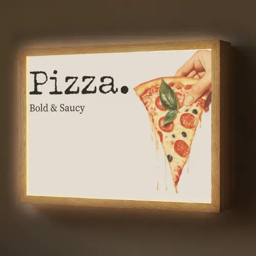 Pizza - Kaas - Pepperoni Light Box met batterij (Wandlamp) middel -z3d_website