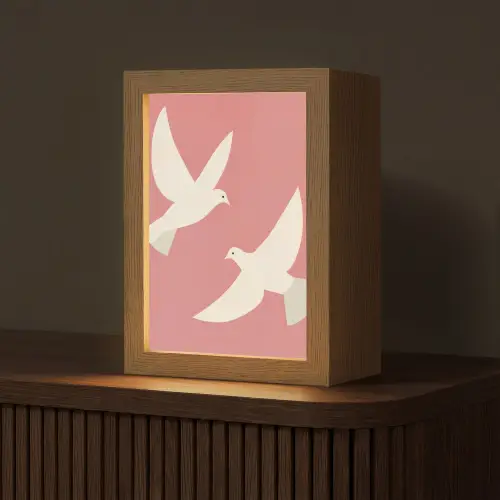 Duiven - Wit - Sierlijk Light Box met kabel (Tafellamp) klein -z3d_website