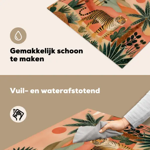 Tijger - Kleurrijk - Palmen - Cactus Inductie beschemer met haakjes middel -ky-schoon-nl