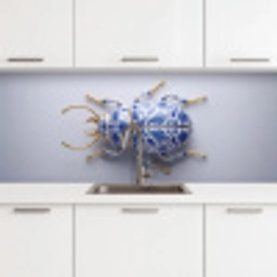 Kever - Delfts  - Blauw - Goud keuken achterwand 2 middel -3d