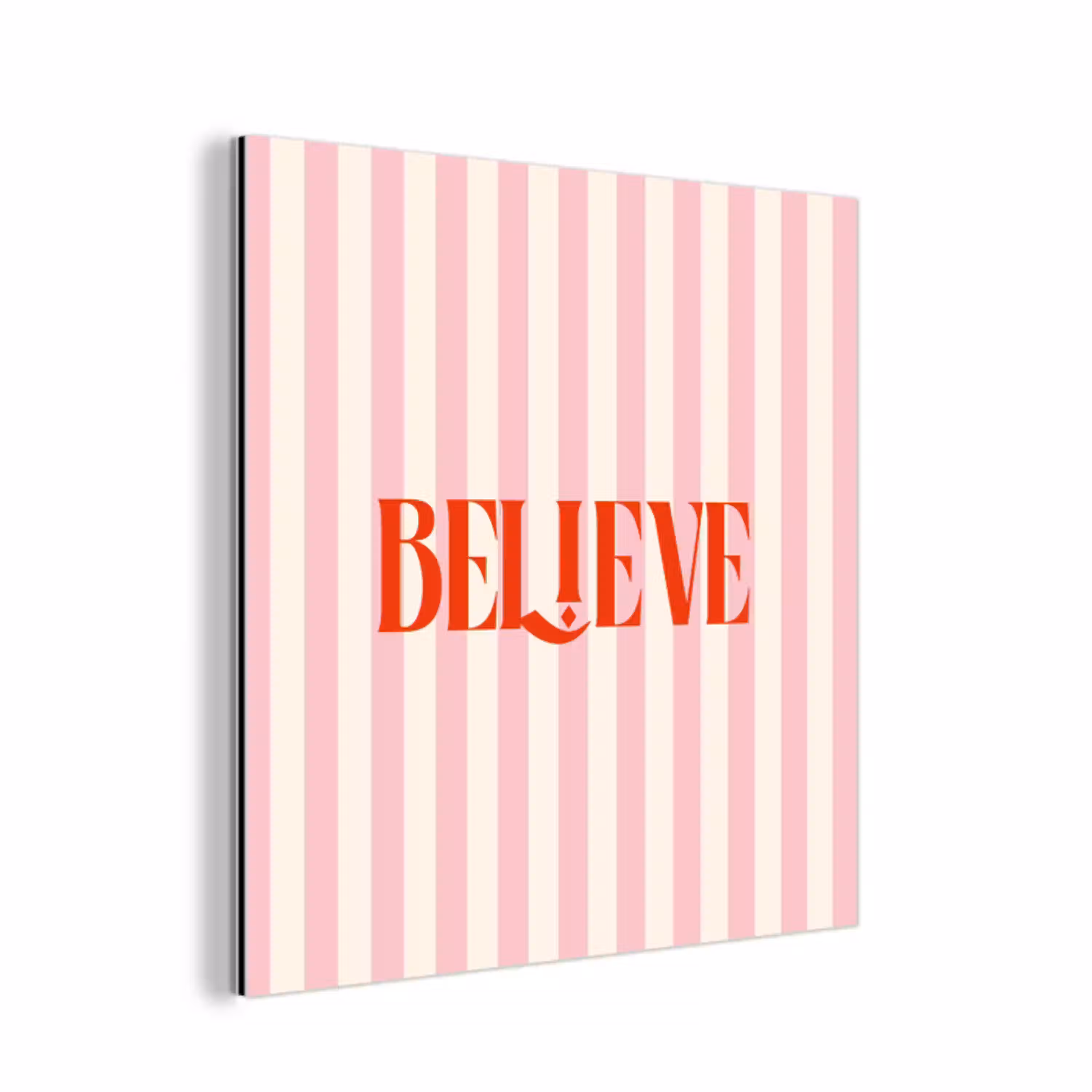 Zachtroze - Rood - Strepen - Believe aluminium wit klein -3d