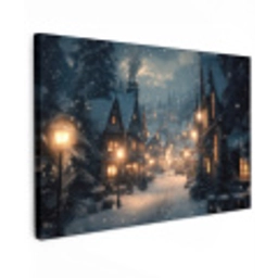 Winterdorp - Sneeuw - Donker canvas 2cm klein -z3d