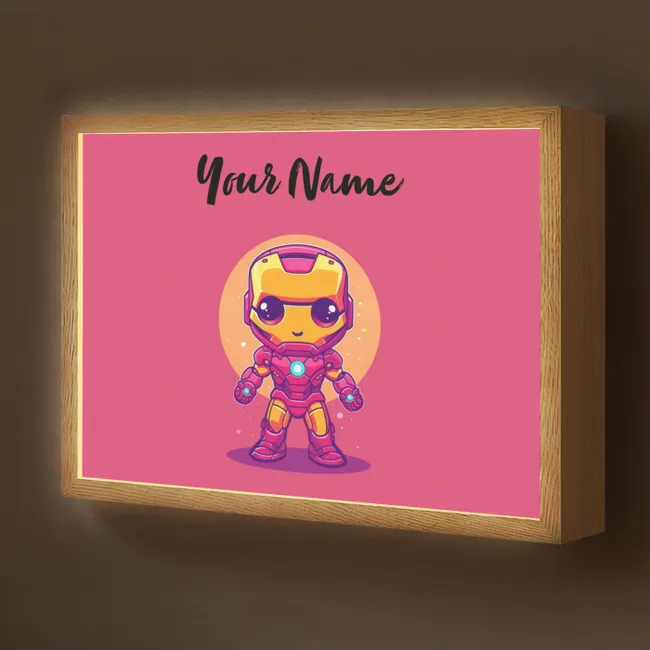 Lightbox - Kids' Wall Lamp with Name -. Superhero - Boys - Red - Purple