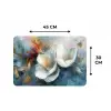 Bloemen - Wit - Goud - Kunst - Abstract Placemat vinyl groot -specs