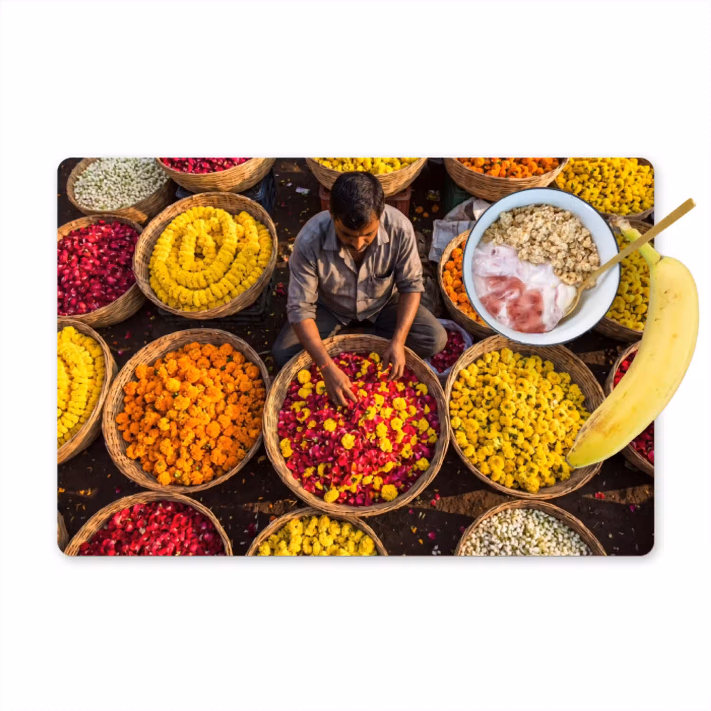 Bloemen - Markt - Kleurrijk Placemat vinyl groot -zzzproduct_Kitchenyeah-website
