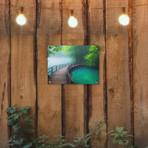 Brug - Water - Rivier - Bos tuinposter los doek klein -sfeer1