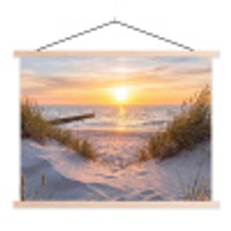 Strand - Zonsondergang - Natuur - Landschap textielposter latten blank klein -3d