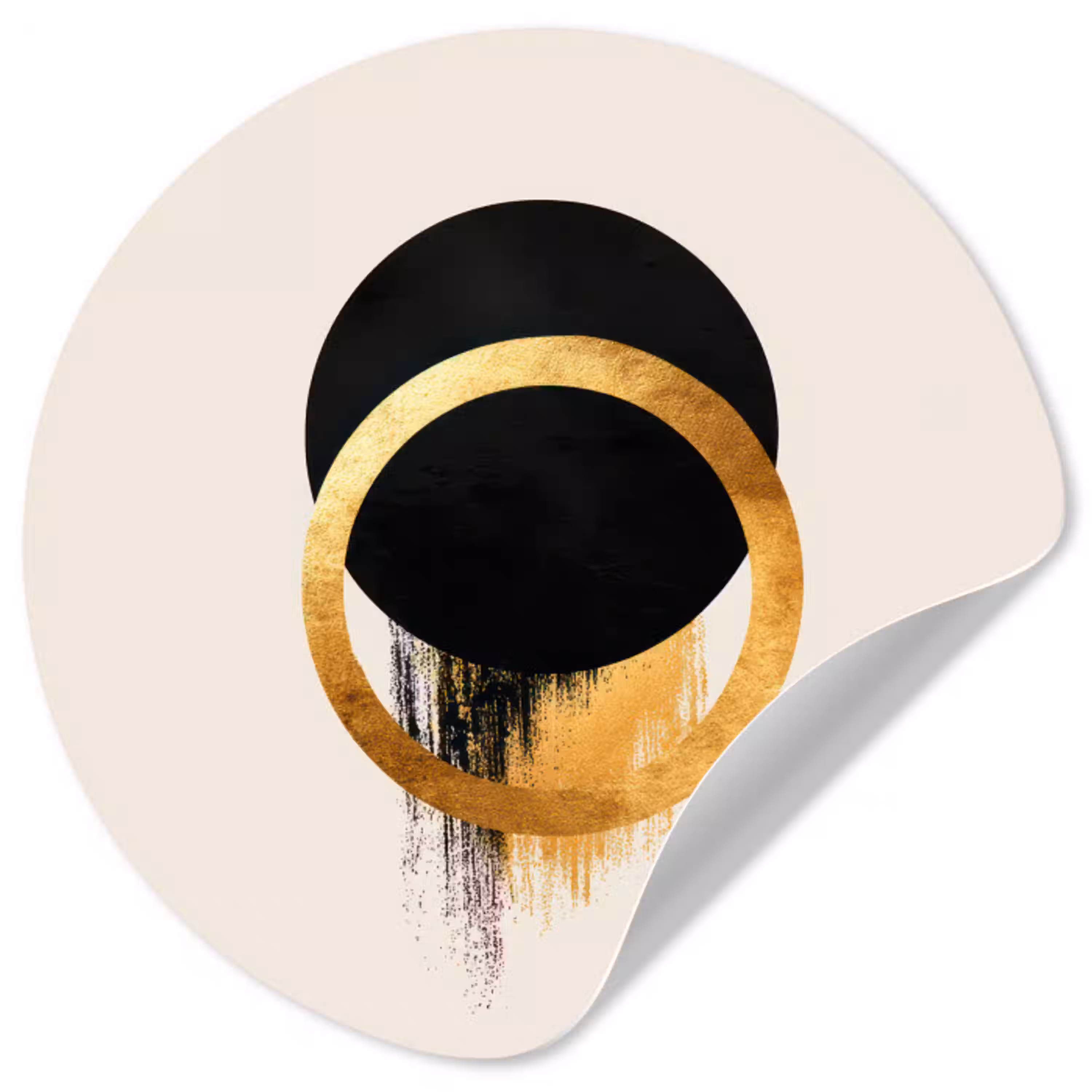 Abstract ontwerp - Zwarte cirkel - Verfvlekken Wandcirkel behangsticker klein -3d