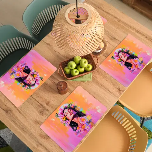 Portret - Bloemenkroon - Vrouw Placemat vinyl groot -zzsfeer5_Kitchenyeah-website