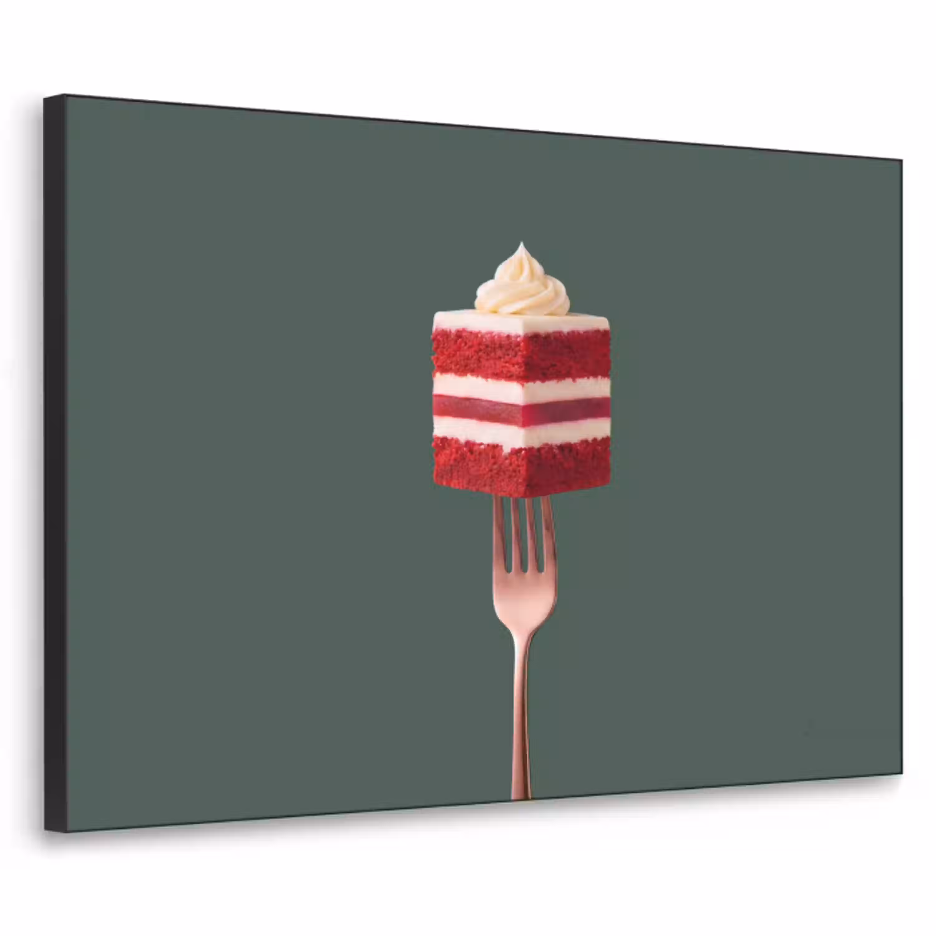 Cake - Vork - Rood Textielframe zwart klein -3d