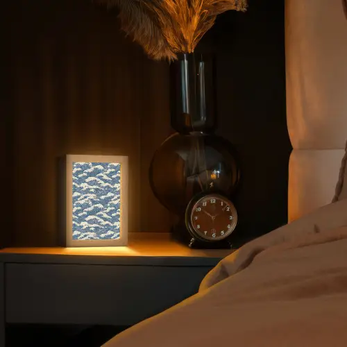 Golven - Klassiek - Blauw Light Box met kabel (Tafellamp) klein 925 -sfeer1