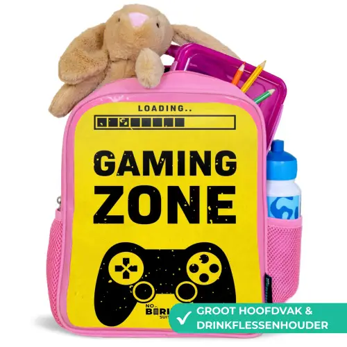 Zwart-geel met gaming zone Kinderrugzak - Roze middel -inhoud_NL