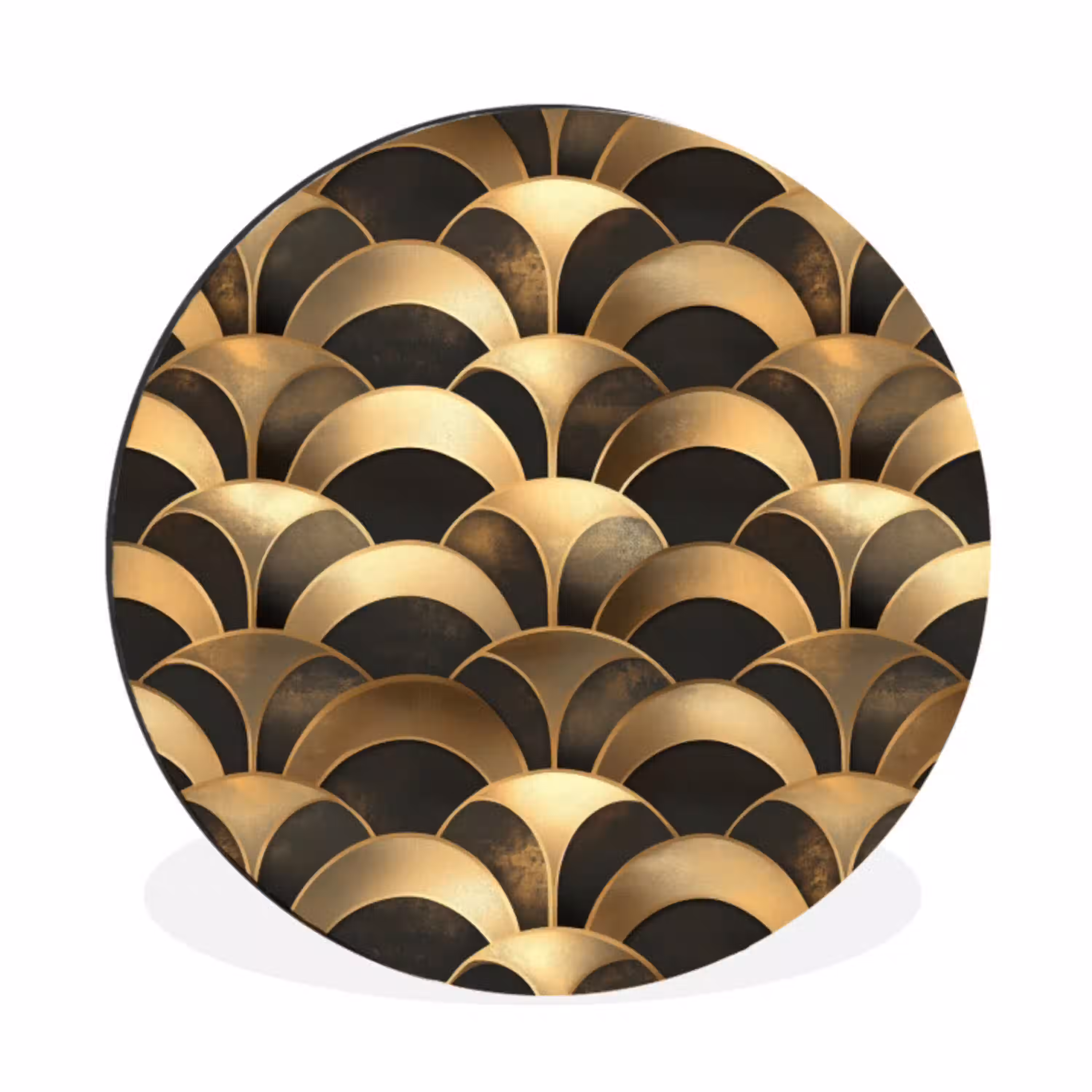 Schubben - Structuur - Goud Wandcirkel aluminium klein 190 -3d