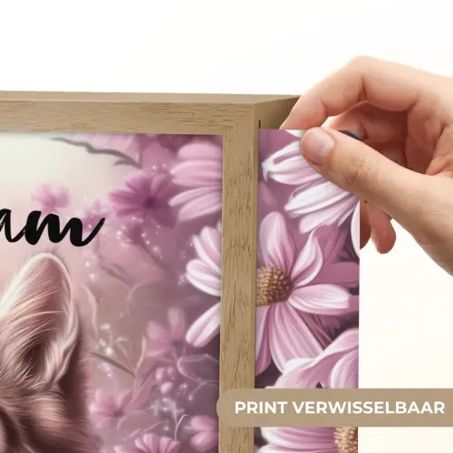 Kitten - Bloemen - Vlinders - Paars Light Box met batterij (Wandlamp kind) middel -USP_websiteprintNL