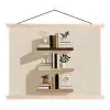 Plankjes - Boeken - Vaasjes - Planten textielposter latten blank klein -3d