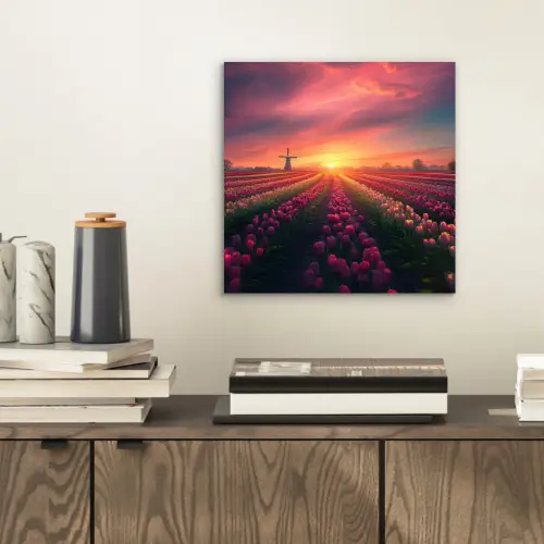 Windmolen - Zonsondergang - Landschap aluminium wit klein -sfeer1