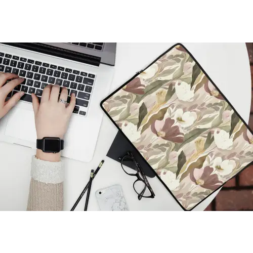 Bloemen - Aquarel - Kleurrijk laptophoes neopreen klein 279 -bureau