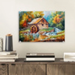 Landschap - Schilderij - Huis - Kunst - Herfst plexiglas 5mm klein -sfeer1
