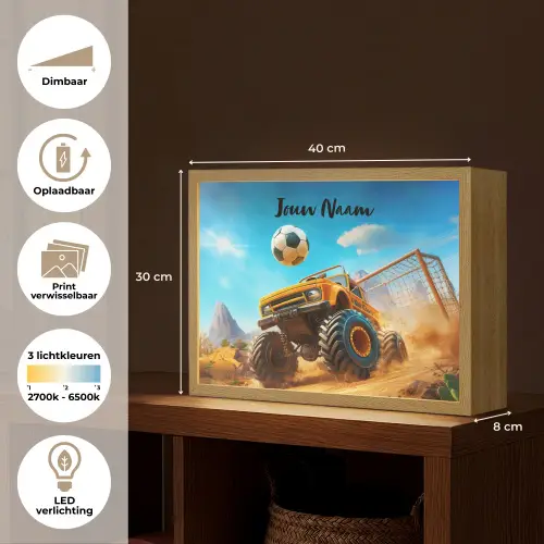 Monstertruck - Voetbal - Woestijn Light Box met batterij (Wandlamp kind) middel -USP_websiteoverzichtNL