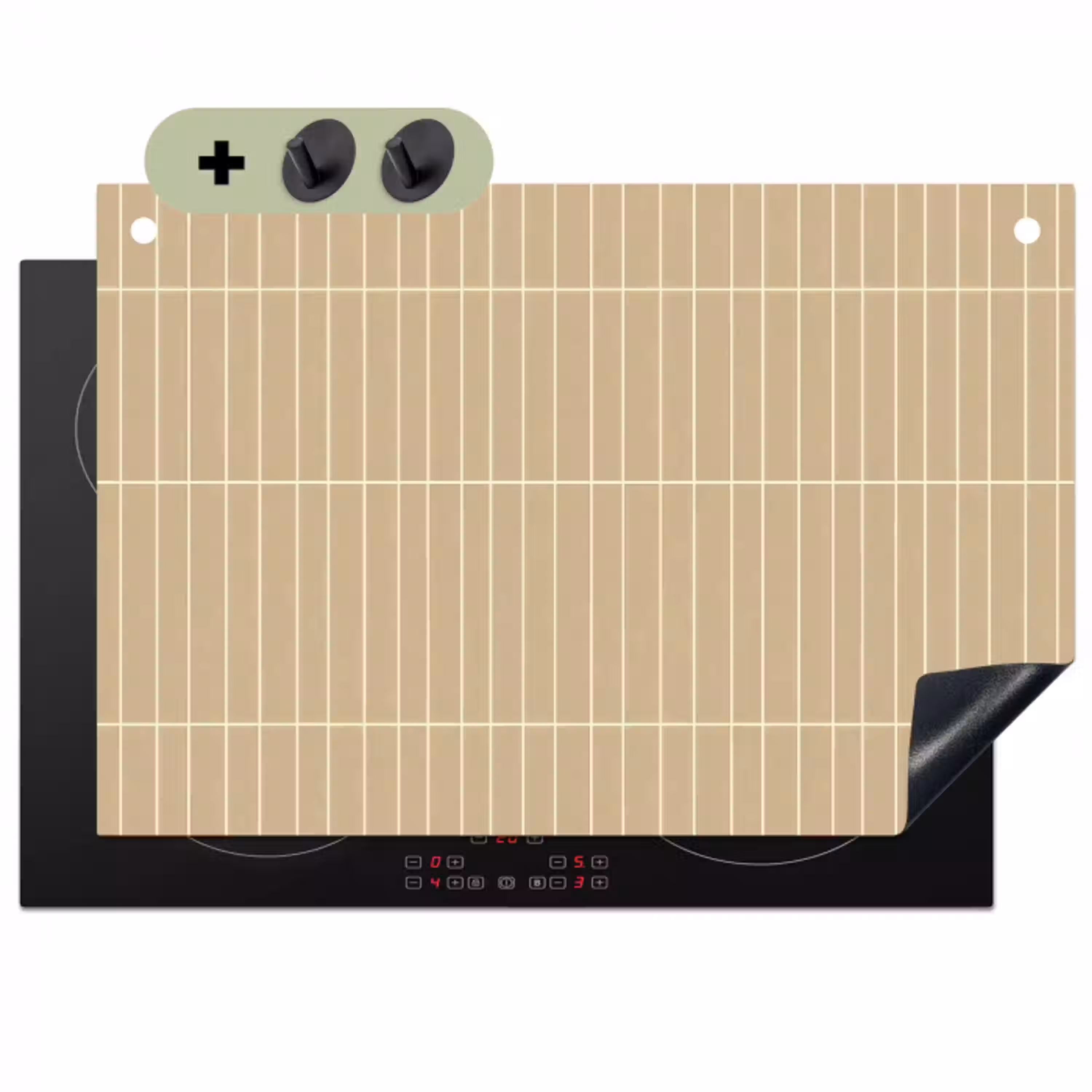 Verticaal - Wandtegel - Zand - Beige Inductie beschemer met haakjes klein 777 -3d