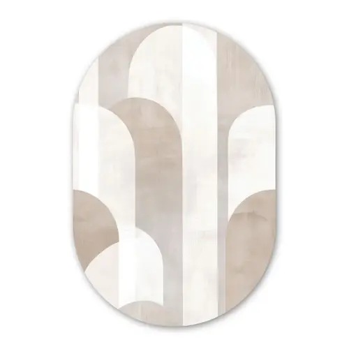 Abstracte bogen - Modern - Beige Wandcirkel Ovaal Forex klein -3d