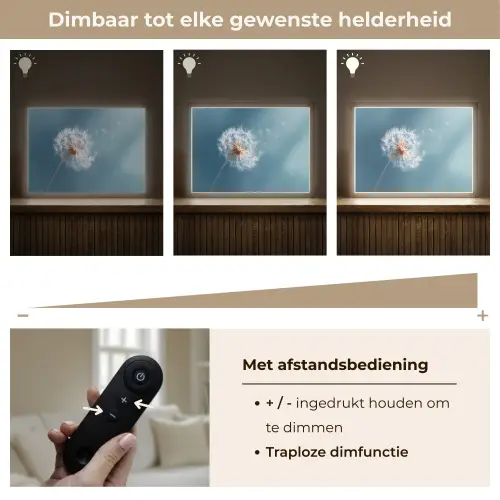 Paardenbloem - Wind - Blauw Light Box met batterij (Wandlamp) middel -USP_dimbaarNL
