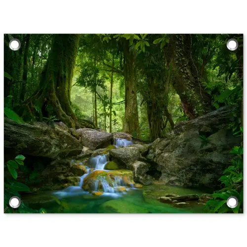 Waterval in het Regenwoud tuinposter los doek klein -3d