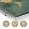 Wereldkaart - Groen - Goud plexiglas 5mm klein -sfeer2