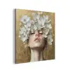 Gezicht - Bloemen - Goud - Abstract aluminium wit klein -3d