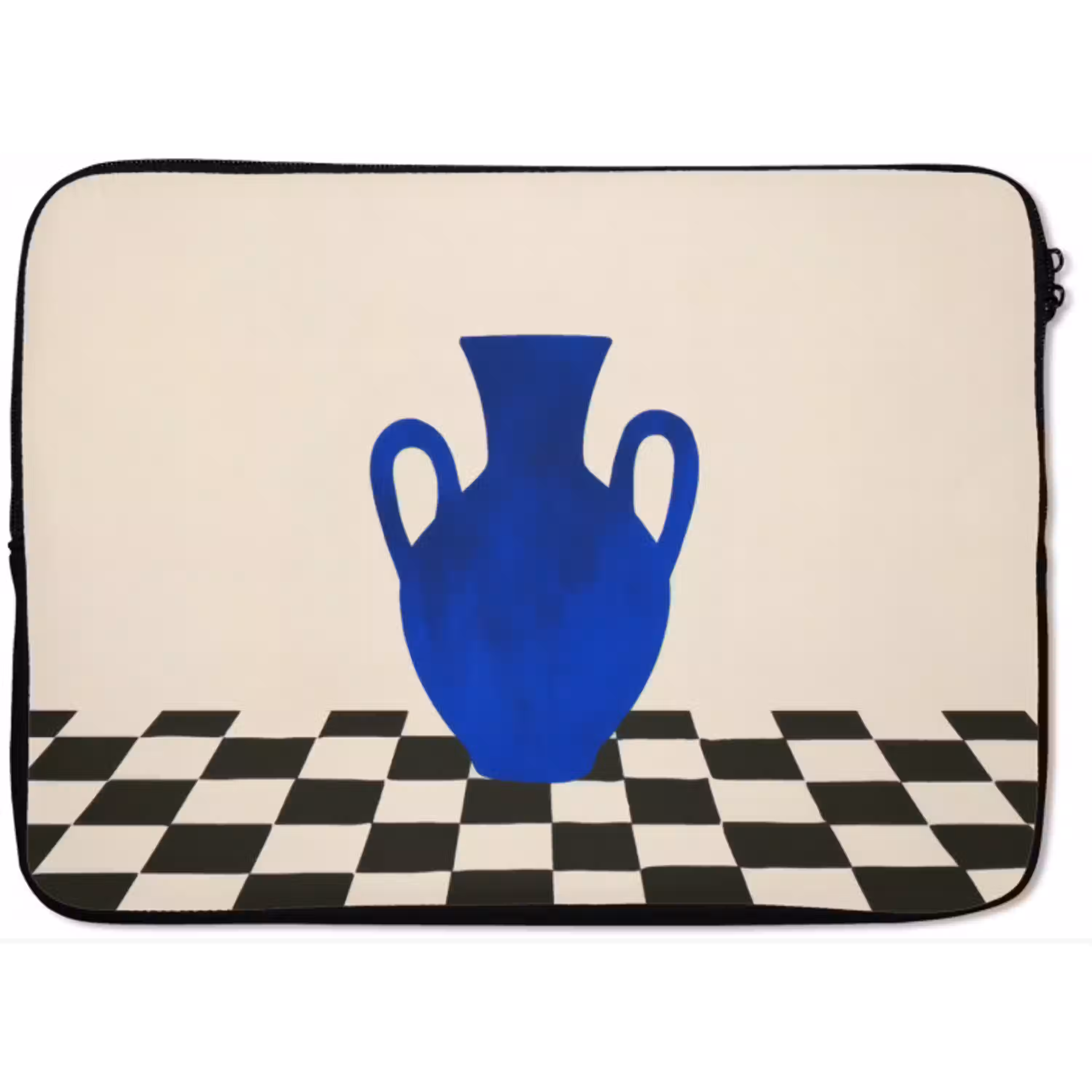 Vaas - Blauw - Geblokt - Modern laptophoes neopreen klein -zkaufland3dotto
