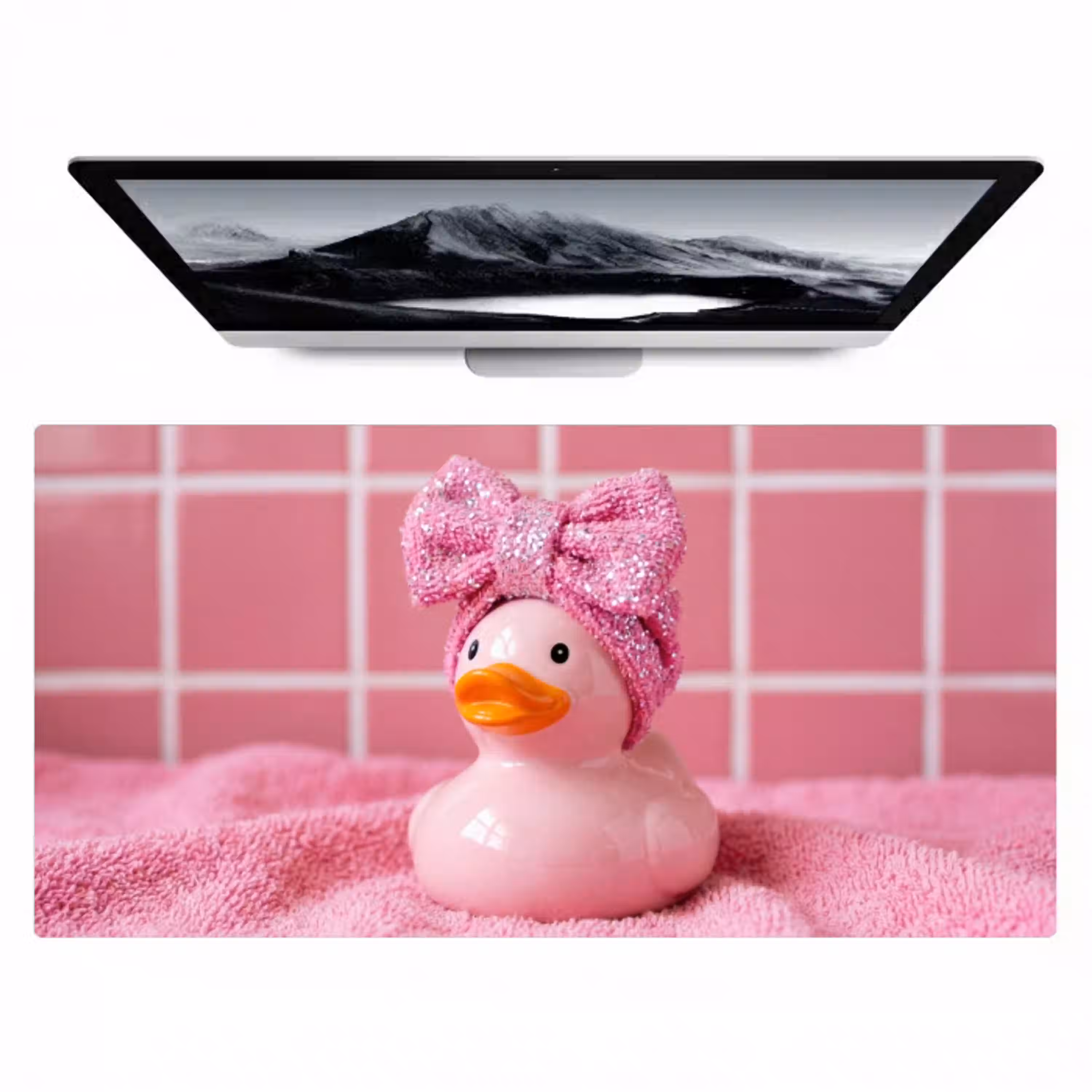 Badeend -Strik - Roze Muismat XXL klein -zzz3d