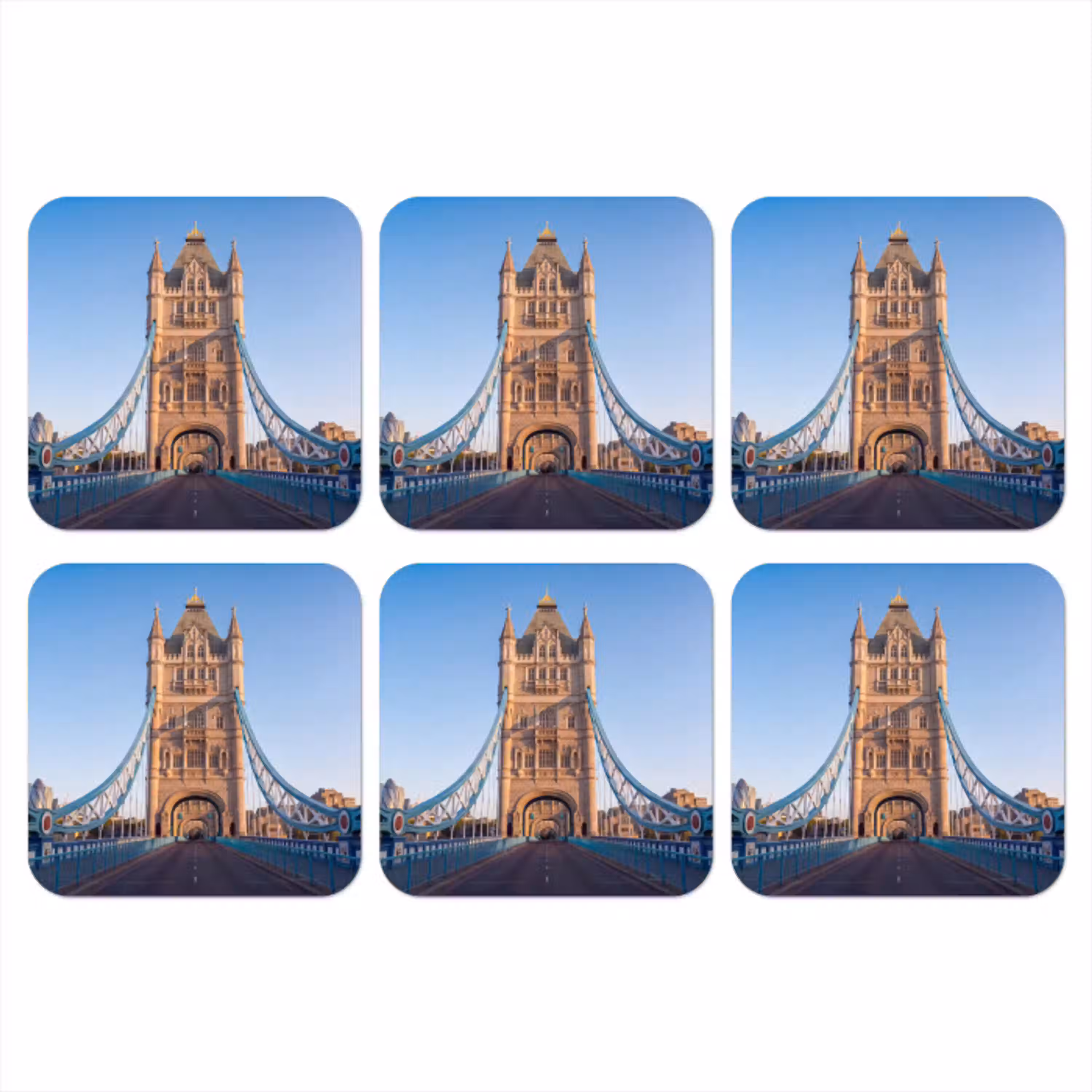 Brug - Toren - Architectuur - Klassiek - Blauw onderzetter kurk middel -3d