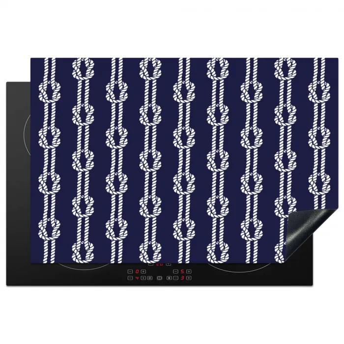 Oceaan - Touw - Blauw - Wit Inductie beschermer vinyl 3mm klein 276 -3d