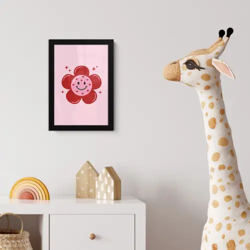 Bloem - Roze - Hartjes fotolijst zwart zonder passe partout klein -usfeer4_kinderkamer
