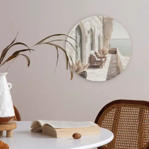 Terras - Stoelen - Strand - Beige Akoestische PET Vilt - Rond klein -sfeer3