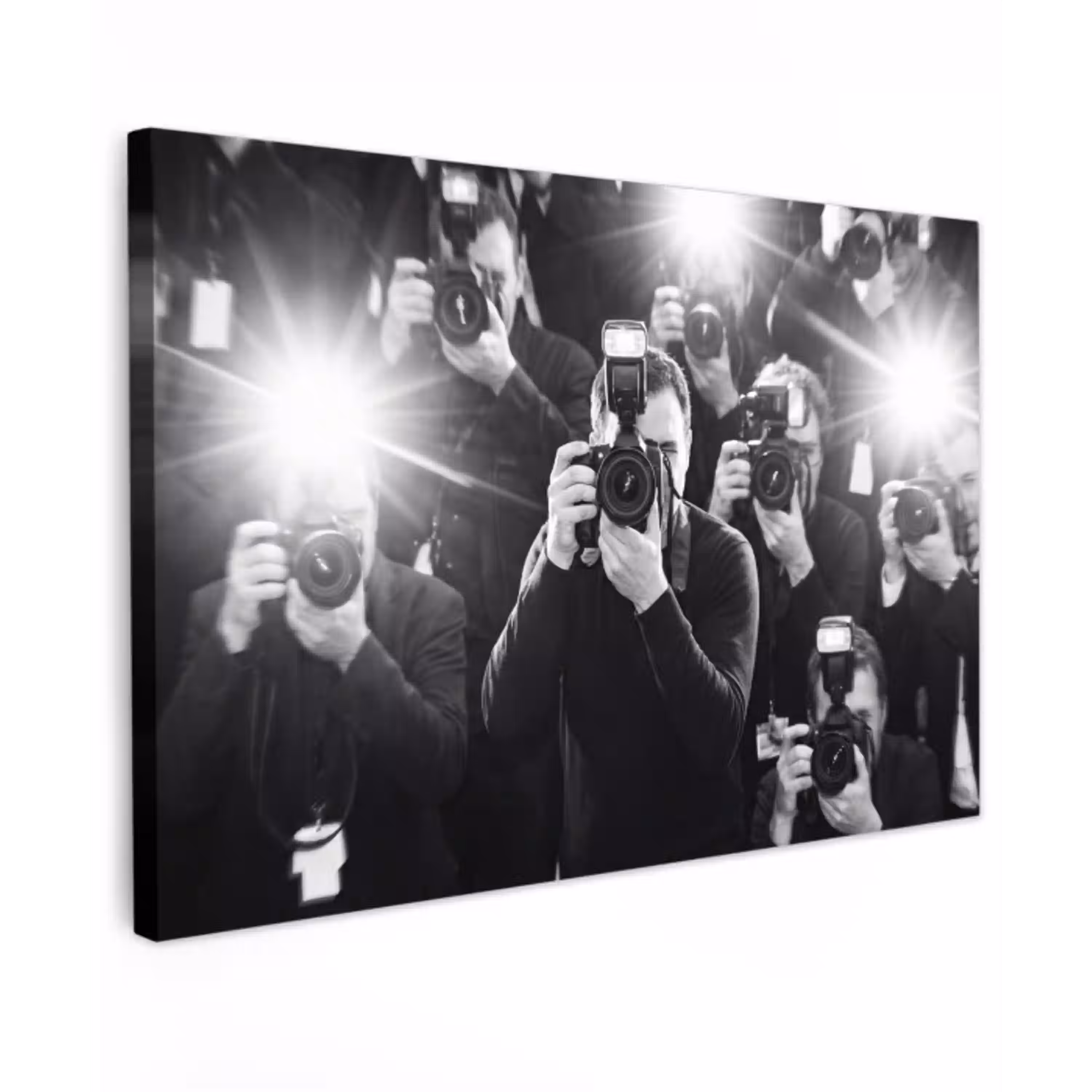 Mensen - Camera - Flitslicht - Zwart-wit - Media canvas 2cm klein -z3d