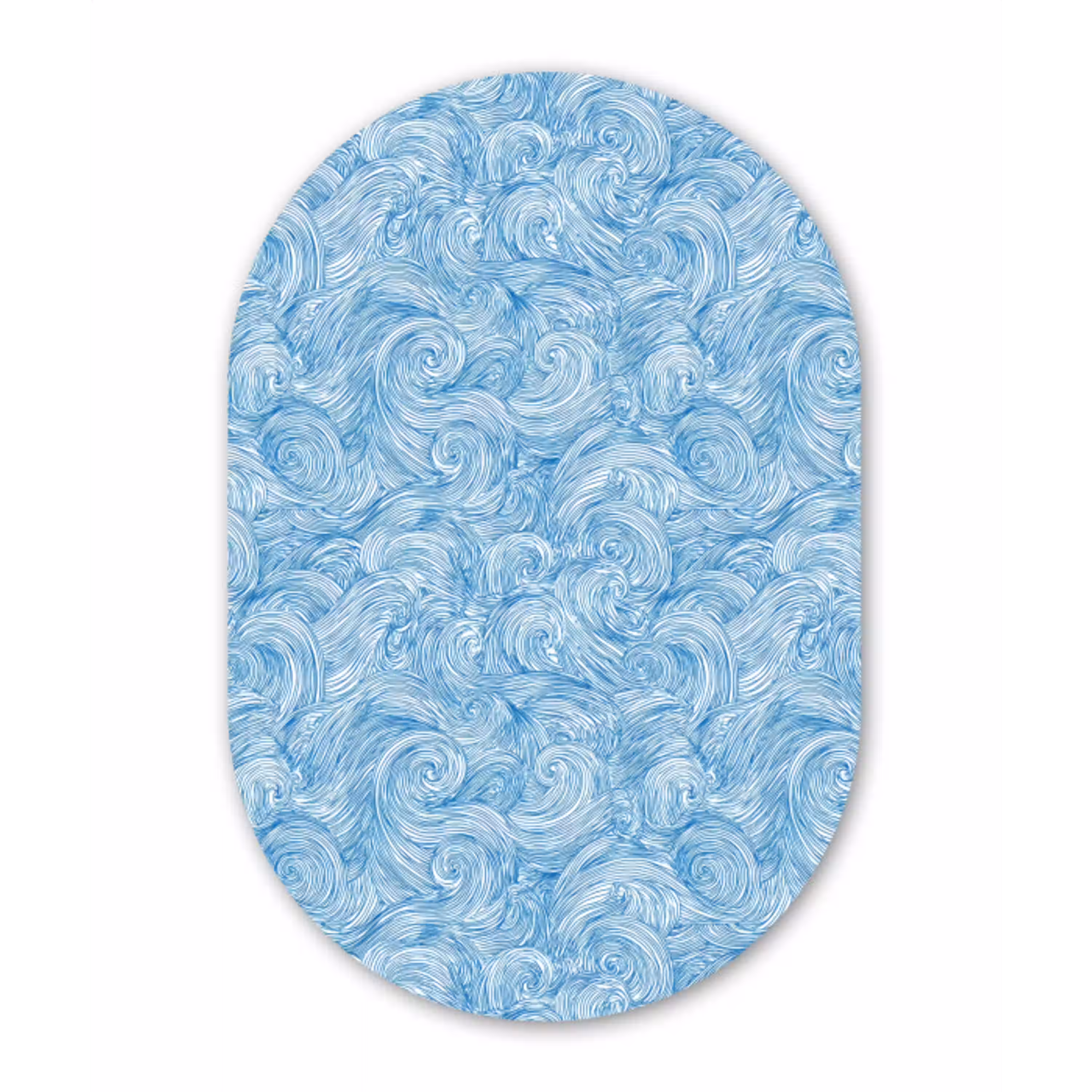 Blauw - Wit - Spiraal - Golven - Lijnen Wandcirkel Ovaal Aluminium middel 839 -3d