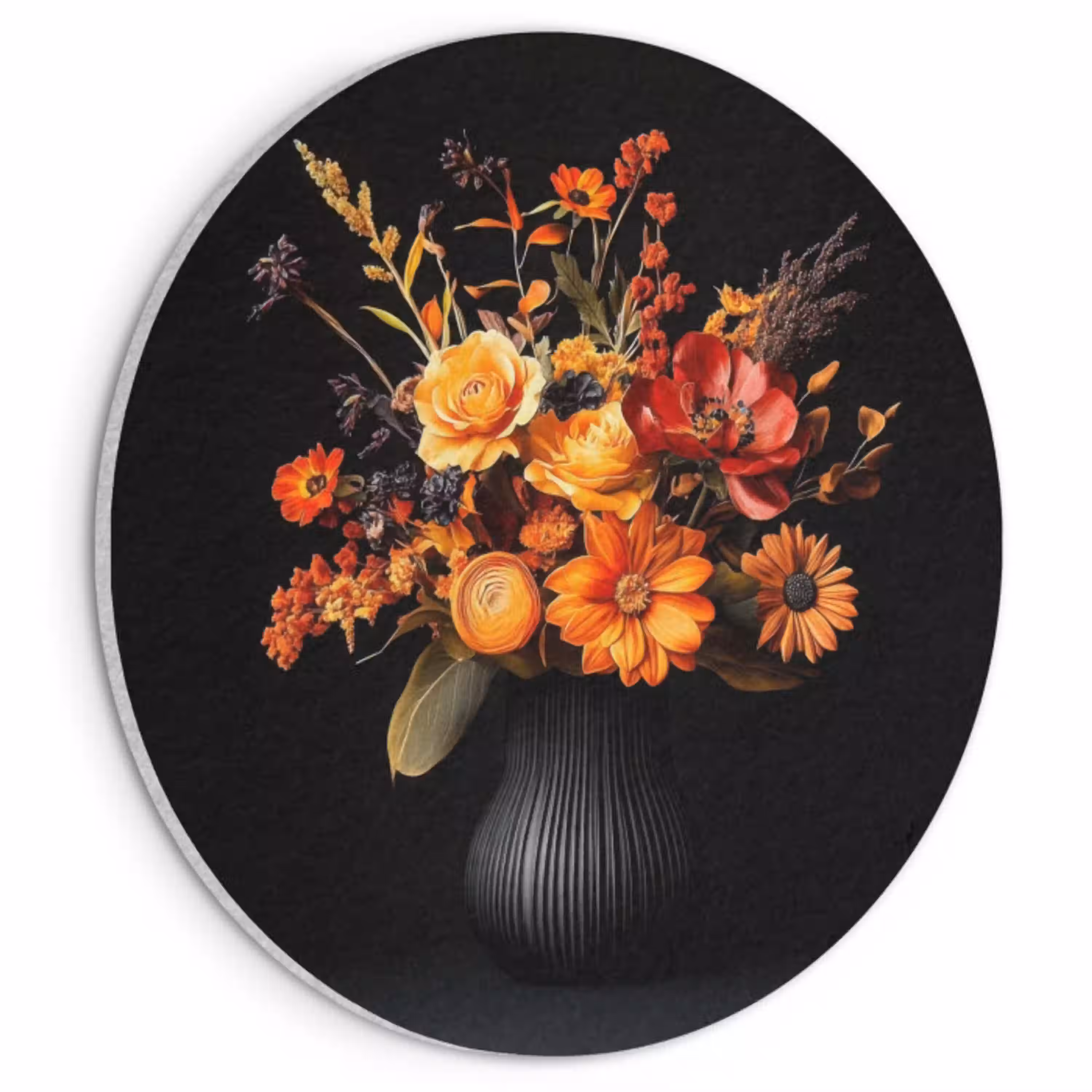 Herfst - Boeket - Oranje Akoestische PET Vilt - Rond klein -3d