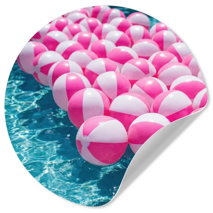 Strandballen - Roze - Water Wandcirkel behangsticker klein -3d