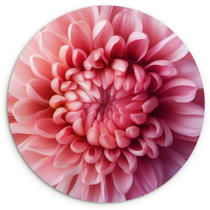 Dahlia - Bloem - Close up - Roze Wandcirkel kunststof plaat 5mm dik klein -3d